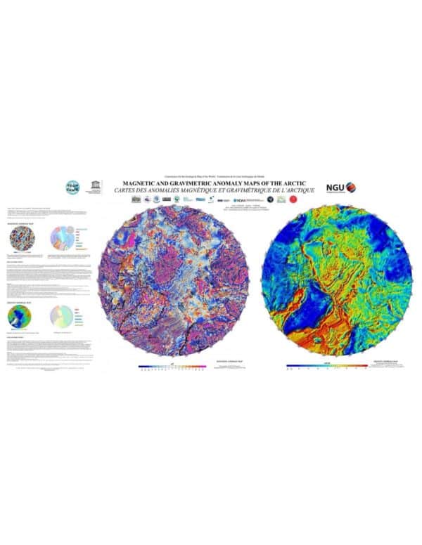 Carte des anomalies magnétique et gravimétrique de l'Arctique