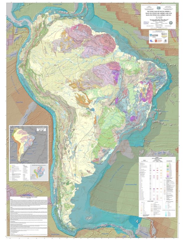 Carte tectonique de l'Amérique du Sud