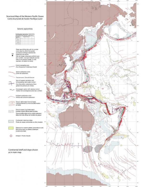 Carte structurale de l'Océan Pacifique ouest