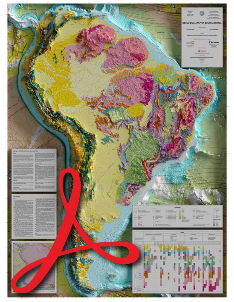 Carte géologique en relief de l'Amérique du Sud - PDF