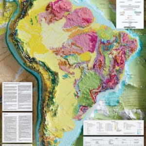 Carte géologique en relief de l'Amérique du Sud